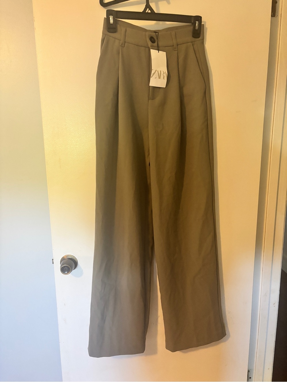 NWT Zara Olive Wide-Leg Trousers, Size XS
